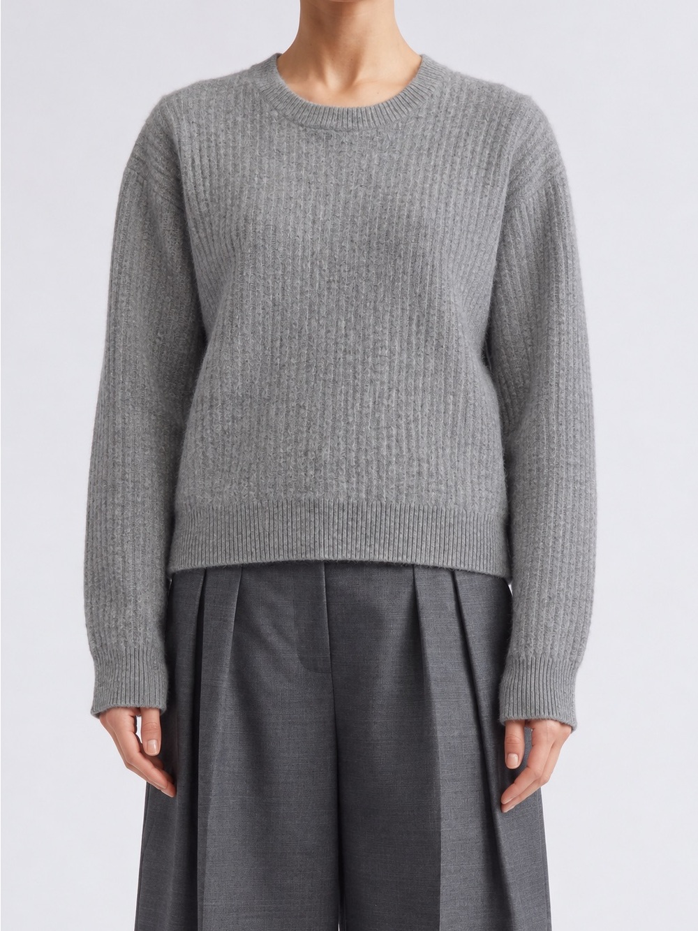 Jason wu cashmere wool blend crewneck sweater ribbed